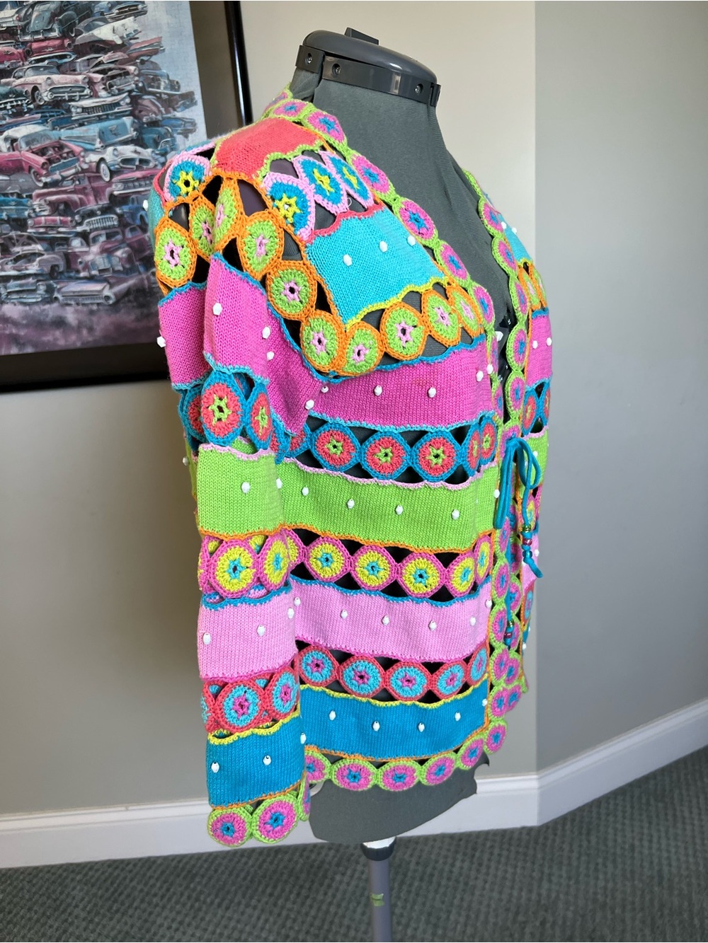 Rare design options Colorful
crochet Open Crochet Sweater cardigan - Picture 2 of 7